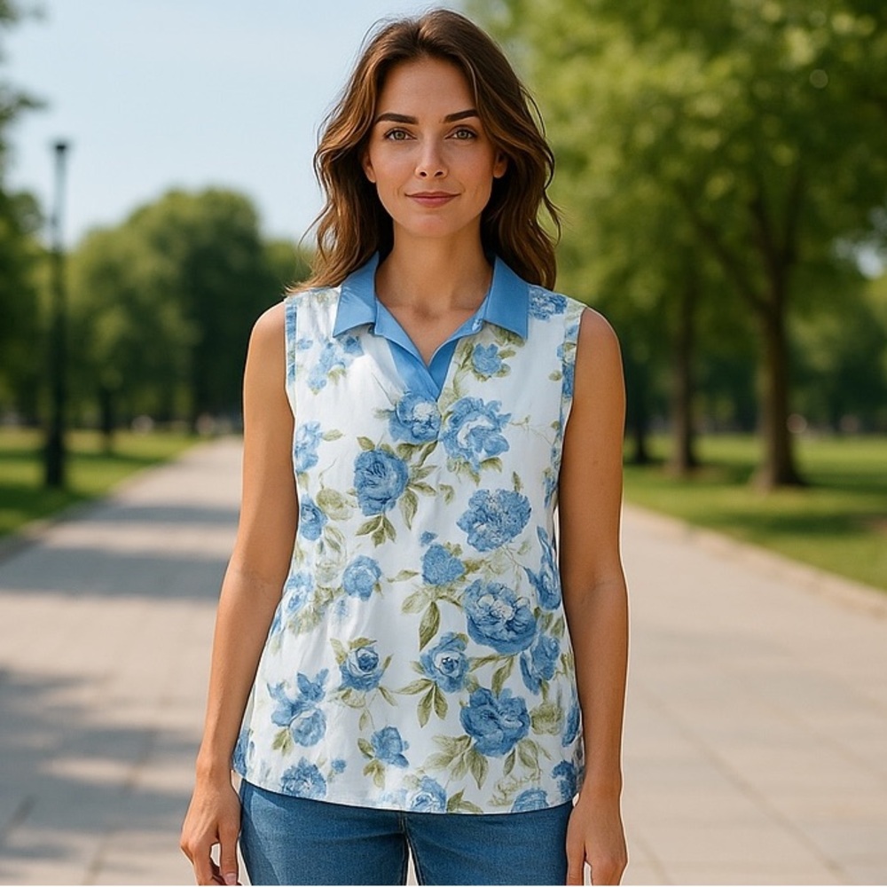 NWT Laura Ashley Women’s Floral Golf Tennis Sleeveless Top Athletic Performance